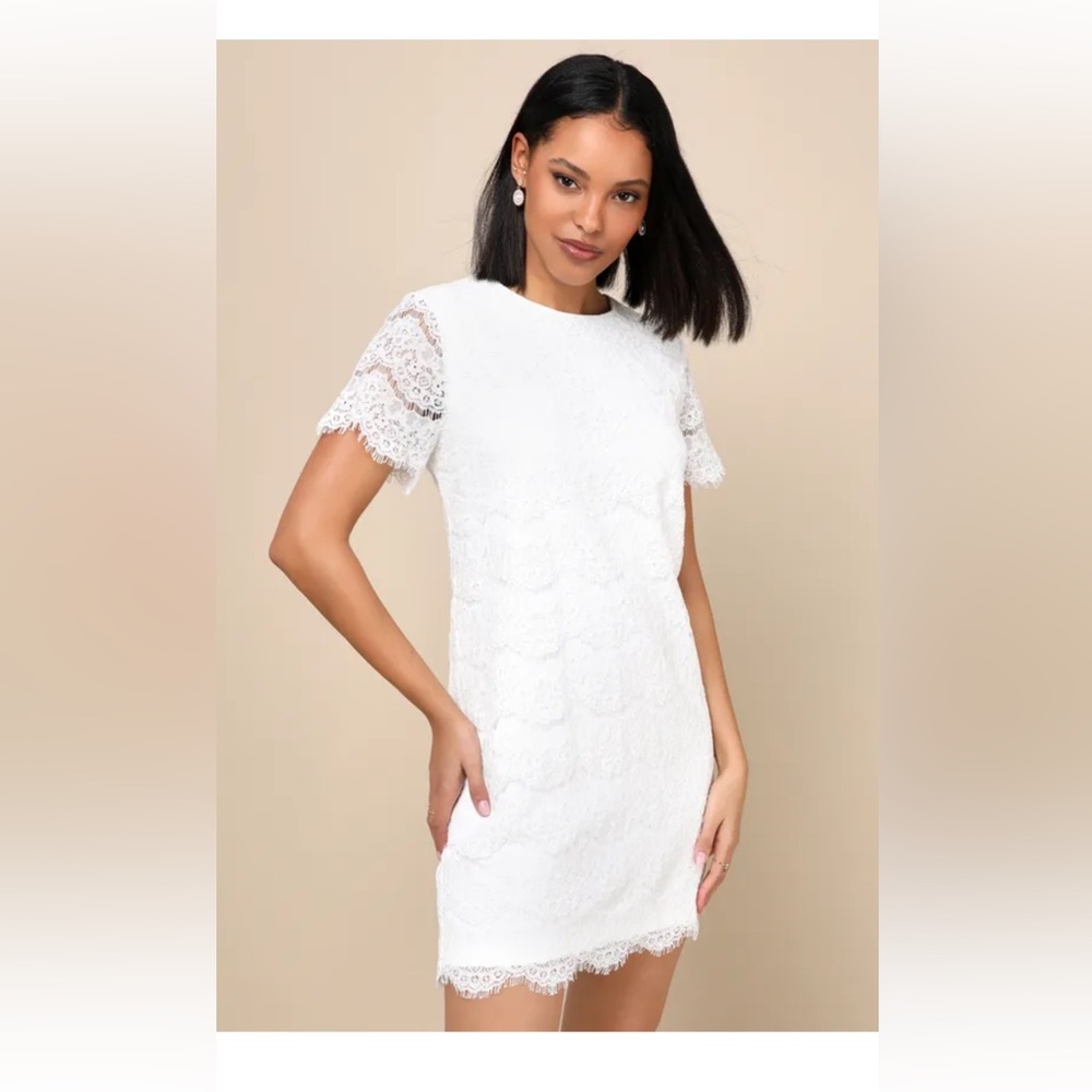 White Lace Shift Dress Size L